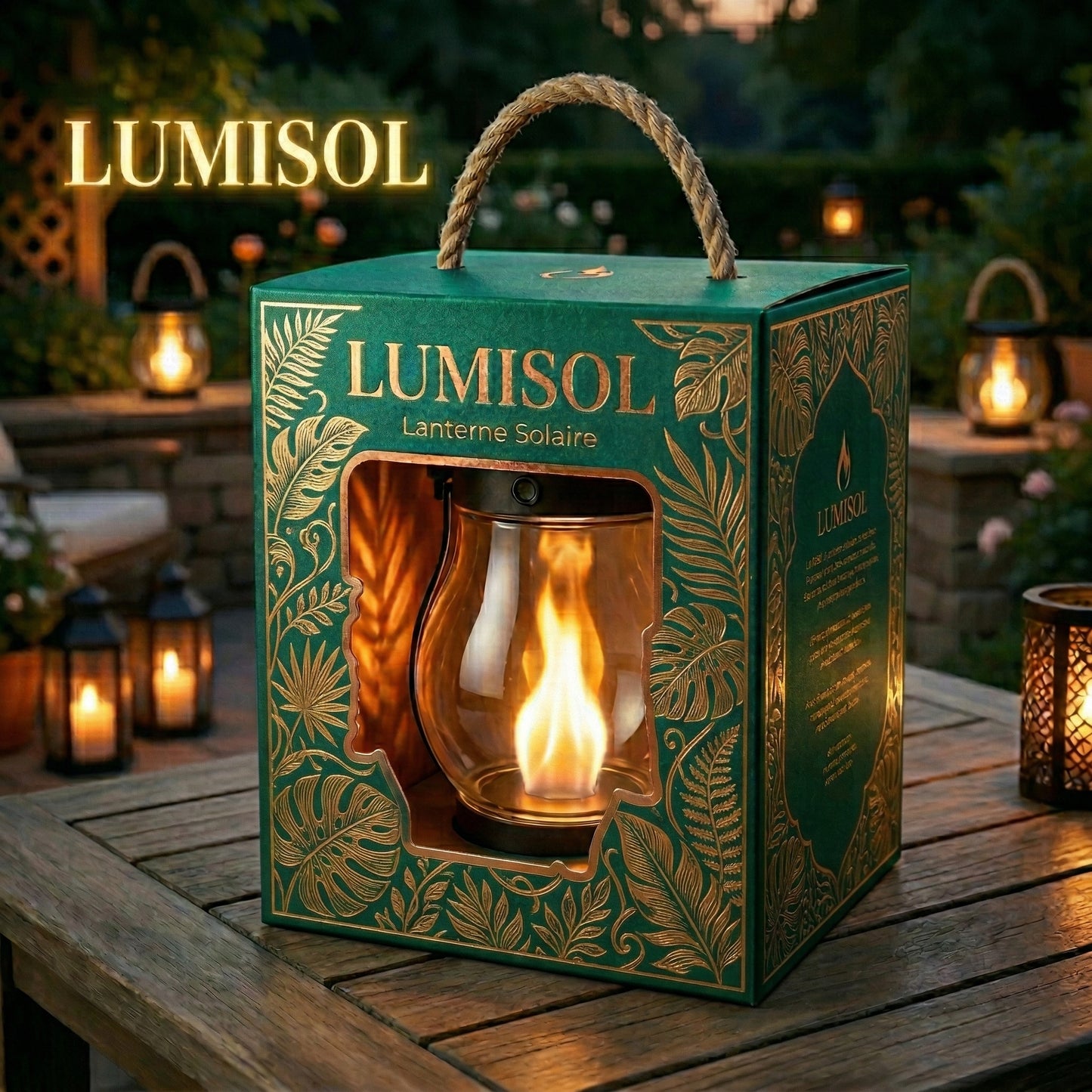 LUMISOL -Lanterna solar com efeito de fogo realista