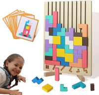 Quebra-cabeça TETRIS de madeira - Montessori - Brinquedo educativo y divertido